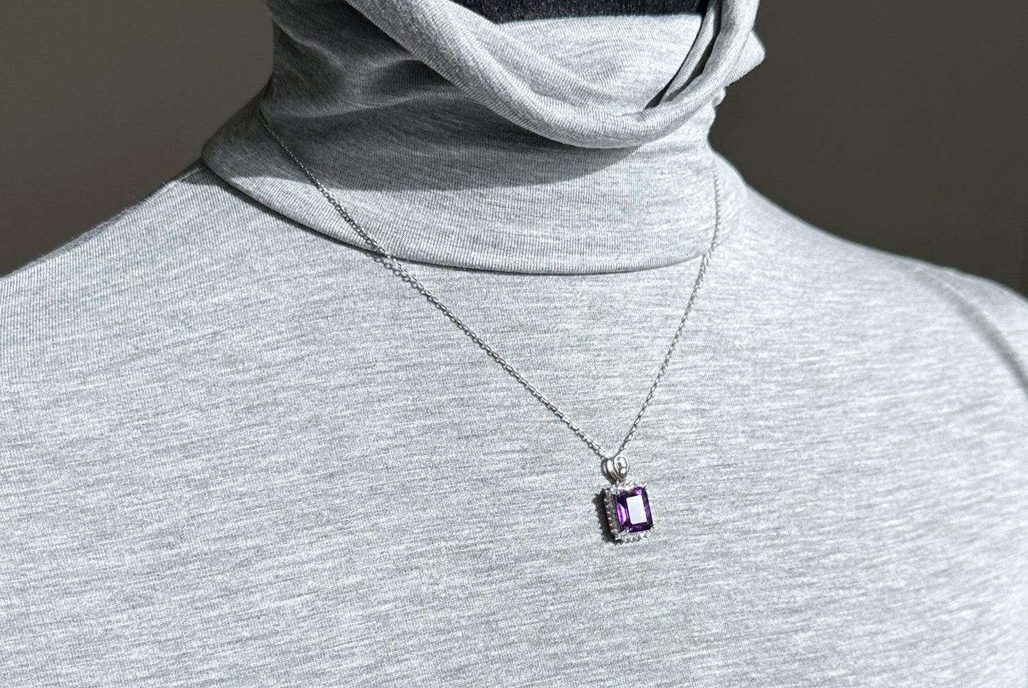 Natural Brazil Amethyst S925 Sterling Silver Pendant,Genuine Unheated Amethyst Pendant, 巴西天然紫晶纯银吊坠