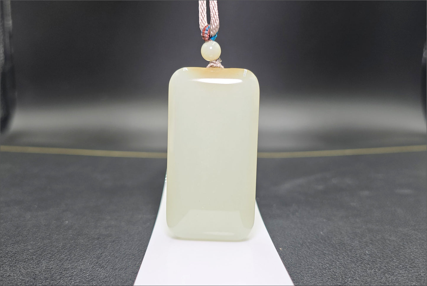 Certified Natural Qiemo Warm White Nephrite Jade Wushi pai Peace Amulet Pendant, 天然正装35且末白和田玉无事牌吊坠