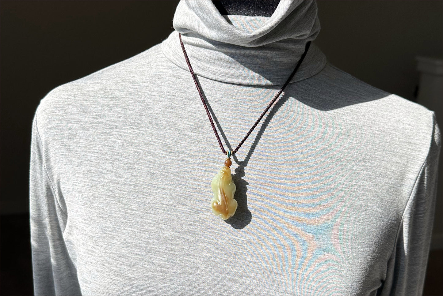 Certified Natural Brown Sugar and Greenish Yellow Nephrite Jade Hand-Carved Pixiu Pendant, 天然青黄口带糖和田玉手工雕刻貔貅吊坠