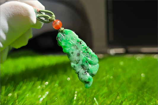 Certified Natural Type A Jadeite Jade Carved Goldfish Pendant, Type A Jadeite Jade Goldfish, 天然A货翡翠辣绿金鱼吊坠