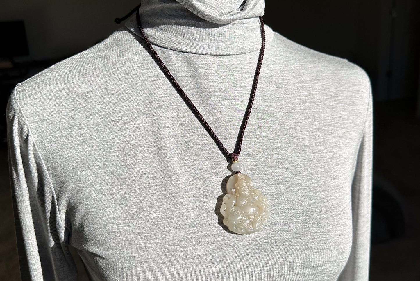 Certified Natural High Quality Lotus Pink Nephrite Jade Carved ellow Dzambhala Pendant, 天然藕粉和田玉雕刻黄财神吊坠