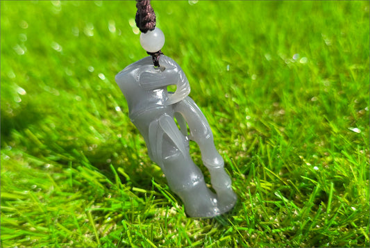 Certified Natural Smoky Purple Nephrite Jade Hand-Carved Bamboo Shoot Pendant, 天然浓烟紫和田玉手工雕刻竹节吊坠