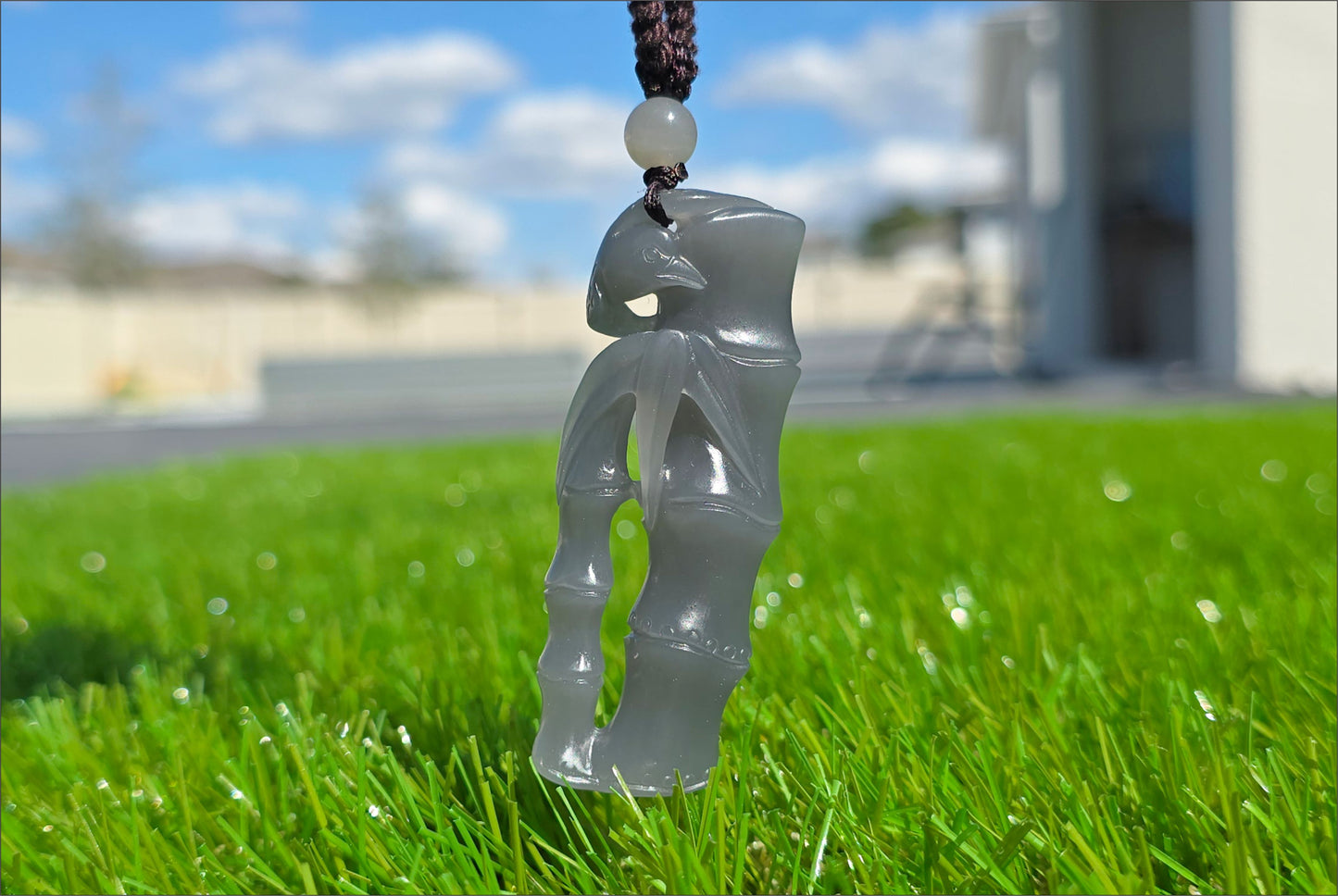 Certified Natural Smoky Purple Nephrite Jade Hand-Carved Bamboo Shoot Pendant, 天然浓烟紫和田玉手工雕刻竹节吊坠