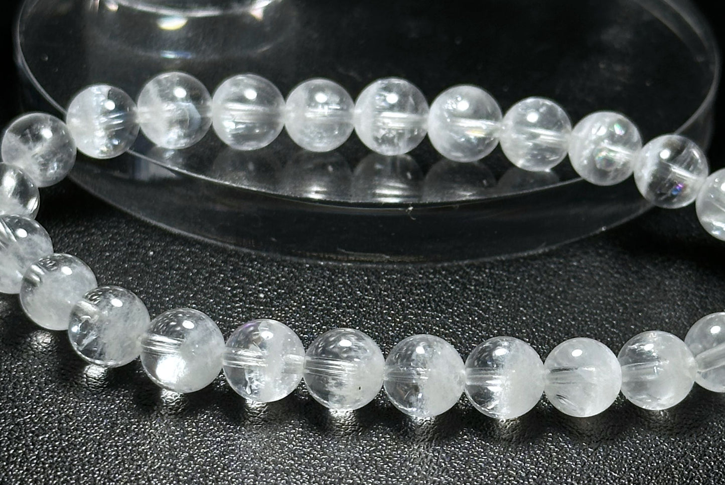 7.3mm+, Certified Natural White Phantom Quartz Beads Bracelet ,Treasure Bowl White Phantom Quartz Bracelet, 天然纯白无杂聚宝盆白幽灵手串