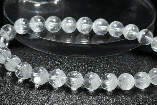 7.5mm+, Certified Natural White Phantom Quartz Beads Bracelet ,Treasure Bowl White Phantom Quartz Bracelet, 天然纯白无杂聚宝盆白幽灵手串