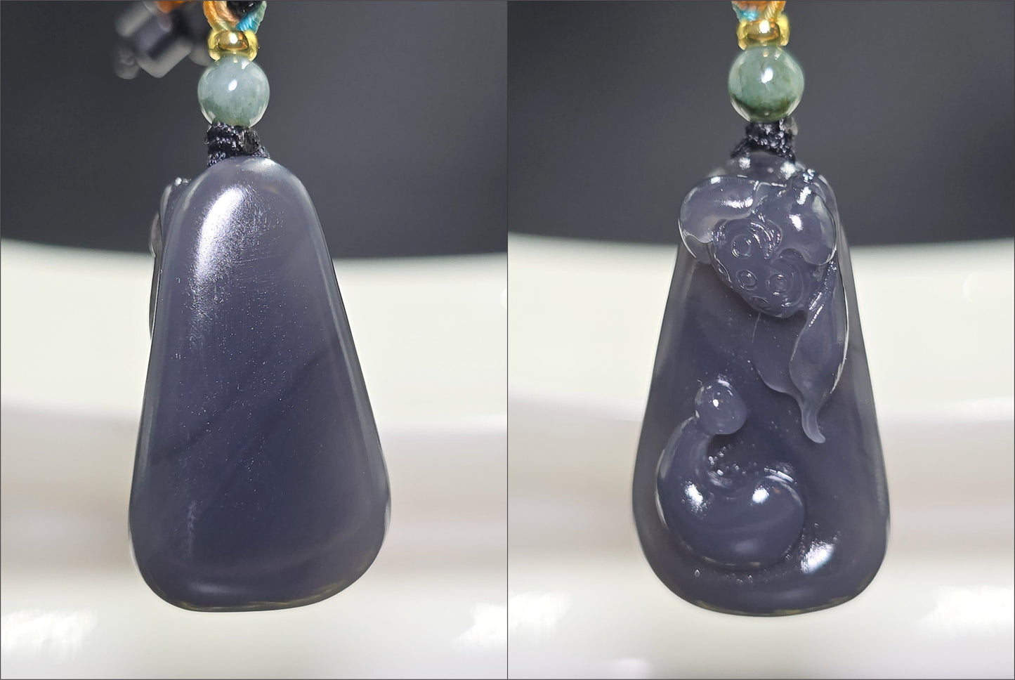 Certified Natural High-Quality Imperial Purple Nephrite Jade Hand-Carved Enlightenment Pendant, 天然帝王紫和田玉手工雕刻悟道莲花吊坠