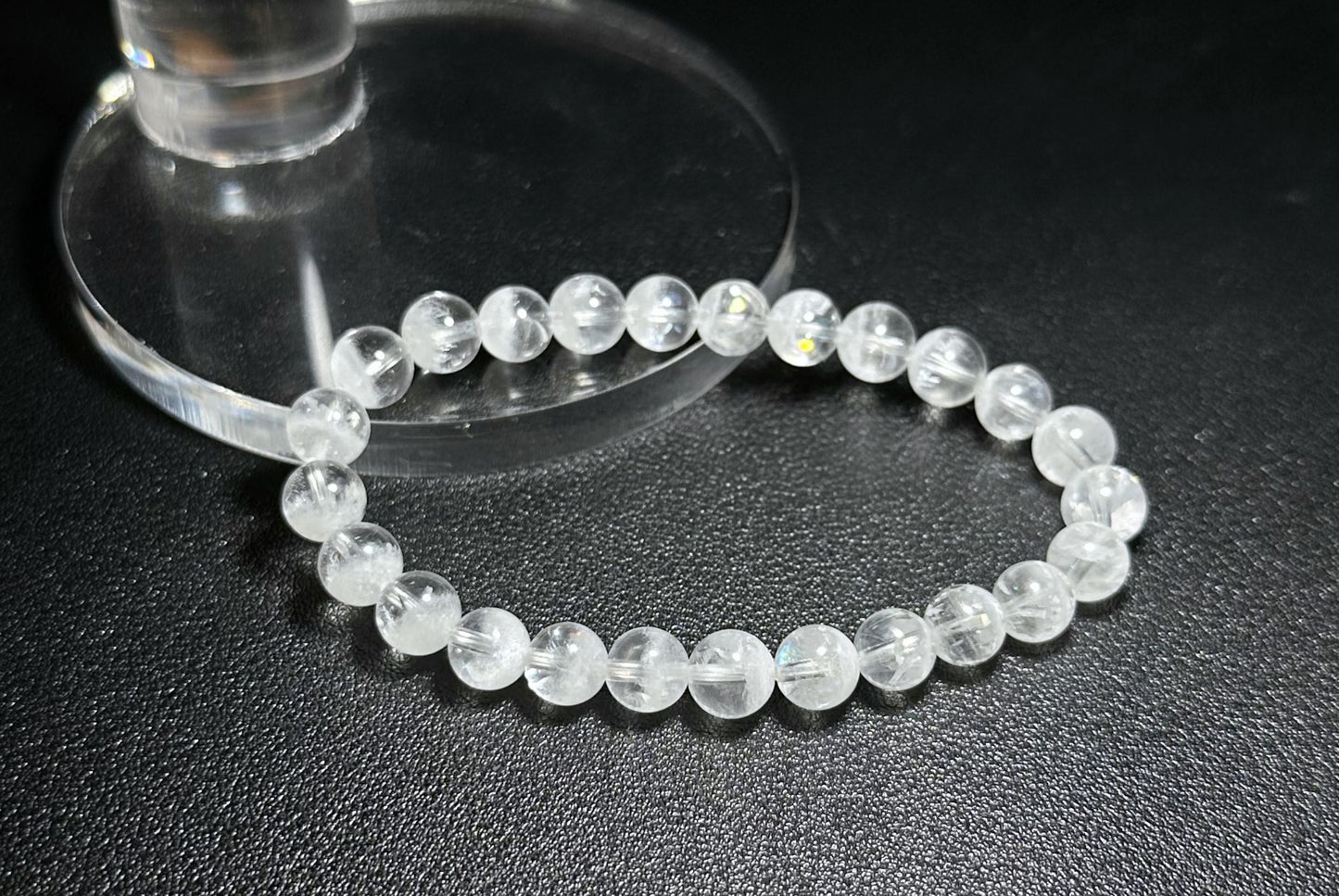 7.3mm+, Certified Natural White Phantom Quartz Beads Bracelet ,Treasure Bowl White Phantom Quartz Bracelet, 天然纯白无杂聚宝盆白幽灵手串