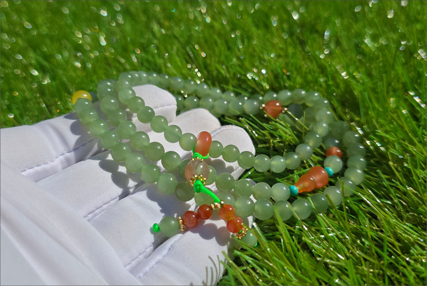 6mm, Certified Natural Green Nephrite Jade Bead Necklace, 天然碧玉项链