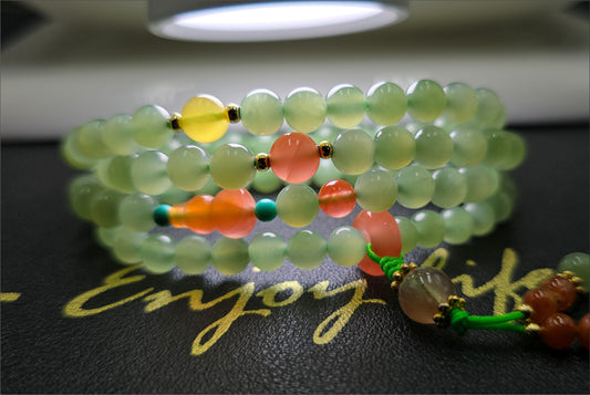 6mm, Certified Natural Green Nephrite Jade Bead Necklace, 天然碧玉项链