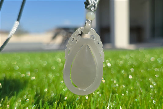 Certified Natural Smoky Gray Nephrite Jade Teardrop Pendant, 天然烟灰老矿和田玉精装水滴吊坠
