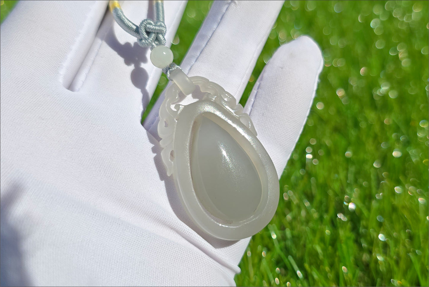 Certified Natural Smoky Gray Nephrite Jade Teardrop Pendant, 天然烟灰老矿和田玉精装水滴吊坠