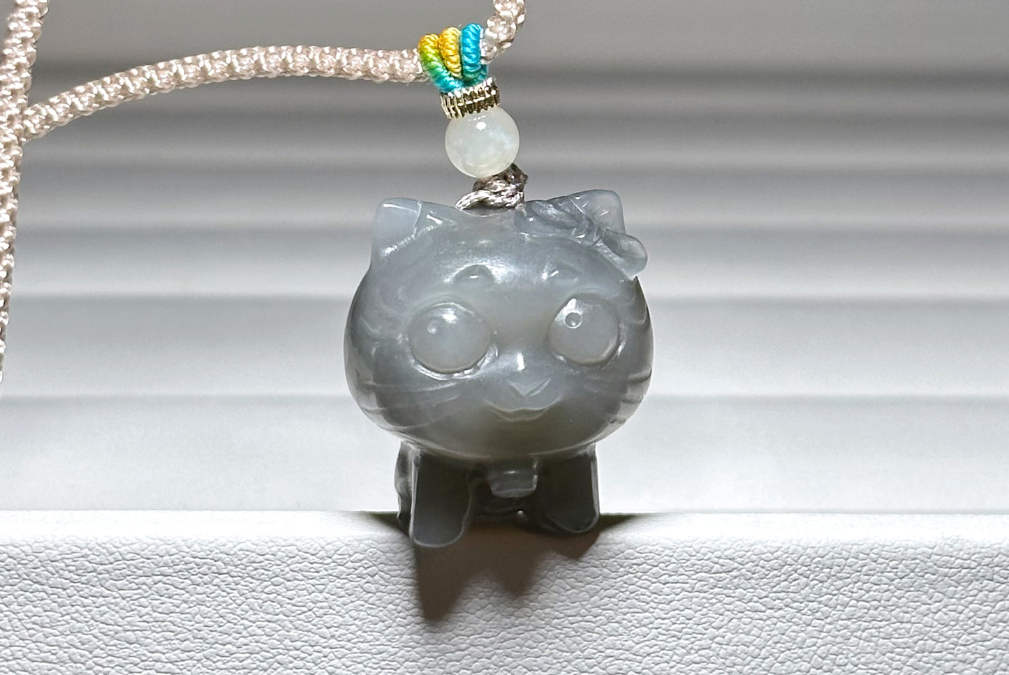 Certified Natural Smoky Purple Nephrite Jade Carved Kitten Pendant, Nephrite Jade Cat Pendant, 天然烟紫和田玉雕刻小猫吊坠