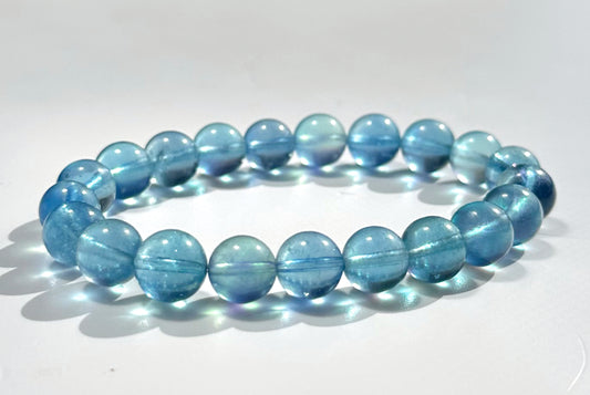 9mm+, Certified Natural Blue Aquamarine Bracelets, High Clarity Deep Blue Aquamarine, 天然高冰透海蓝宝手串