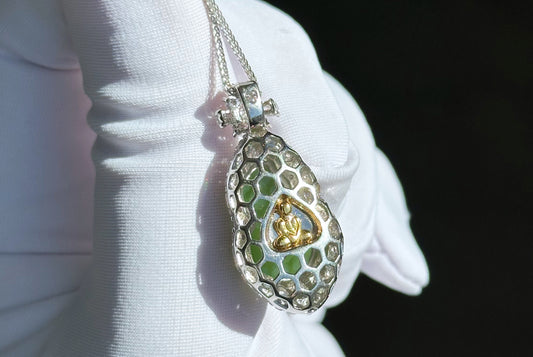 Certified Green Nephrite Gourd S925 Sterling Silver Pendant, Bright green Jade Pendant, 天然阳绿碧玉葫芦纯银吊坠