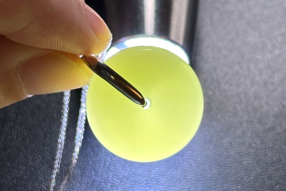 Certified Natural High Quality Ruoqiang Yellow Nephrite Ping An Peace Buckle Pendant, S925 Sterling Silver Jade Pendant, 天然若羌黄口正黄和田玉小平安扣吊坠