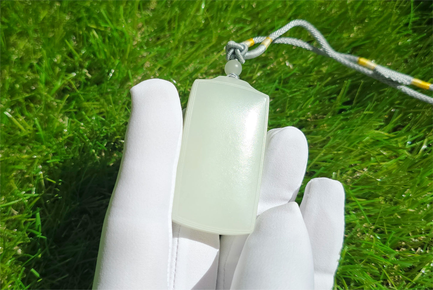 Certified Natural White Nephrite Jade Wushi pai Peace Amulet Pendant, 天然正装35俄巴沙和田白玉无事牌吊坠
