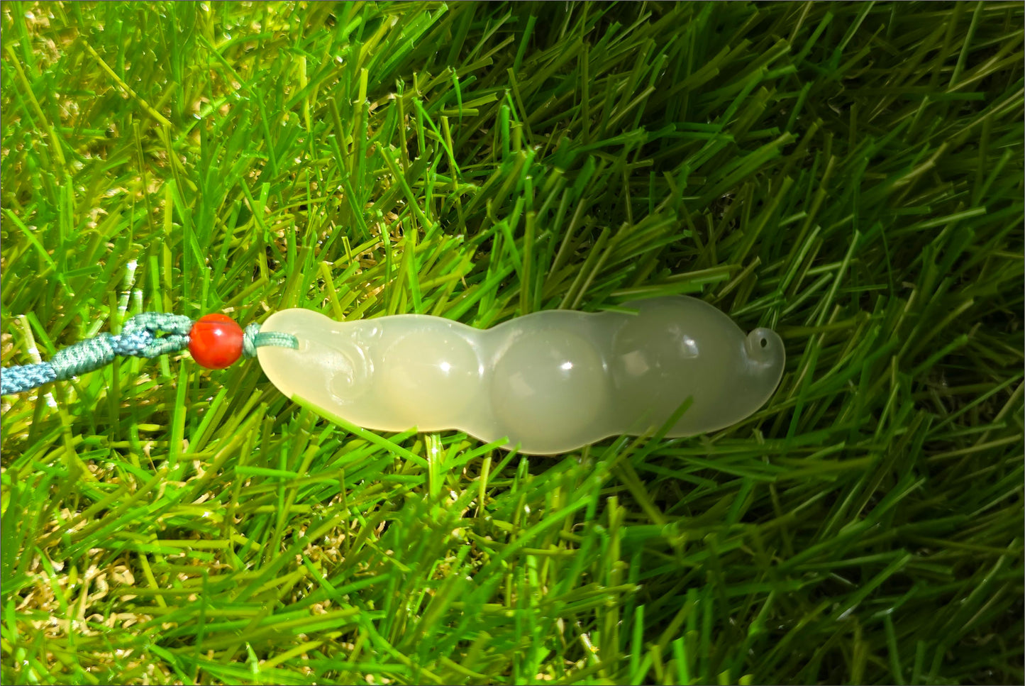 Certified Natural Icy Qingshui Nephrite Jade Hand Carved Lucky Bean Pendant, 天然晴水和田玉手工雕刻福豆吊坠