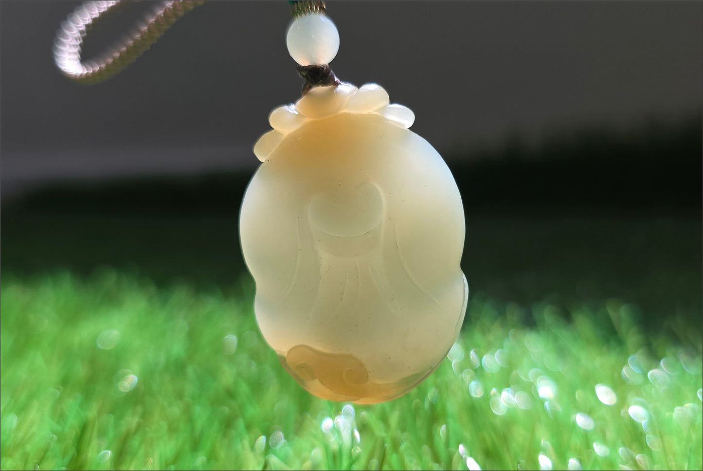 Certified Natural Qiemo Sugar-White Nephrite Jade Hand-Carved Caishen God of Wealth Pendant, 天然且末糖白天地糖手工雕刻财神吊坠