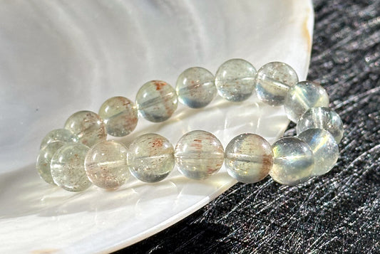 11mm+, Certified Rare Find, Collector's Grade Natural High Clarity Arusha Green Beryl Bracelet, 天然坦桑尼亚收藏级阿鲁沙金太阳绿柱石手串