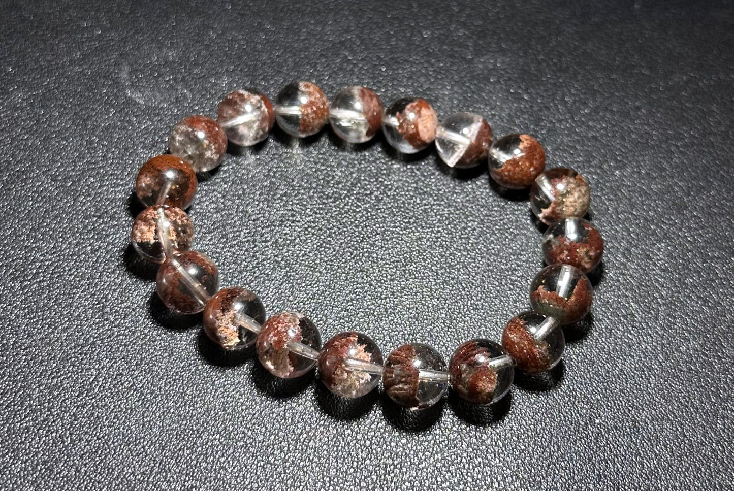 10.5mm,+ Certified High Grade Natural Red Phantom Quartz Bracelet, Treasure Bowl Red Phantom Quartz Bracelet, 天然聚宝盆红幽灵水晶手串