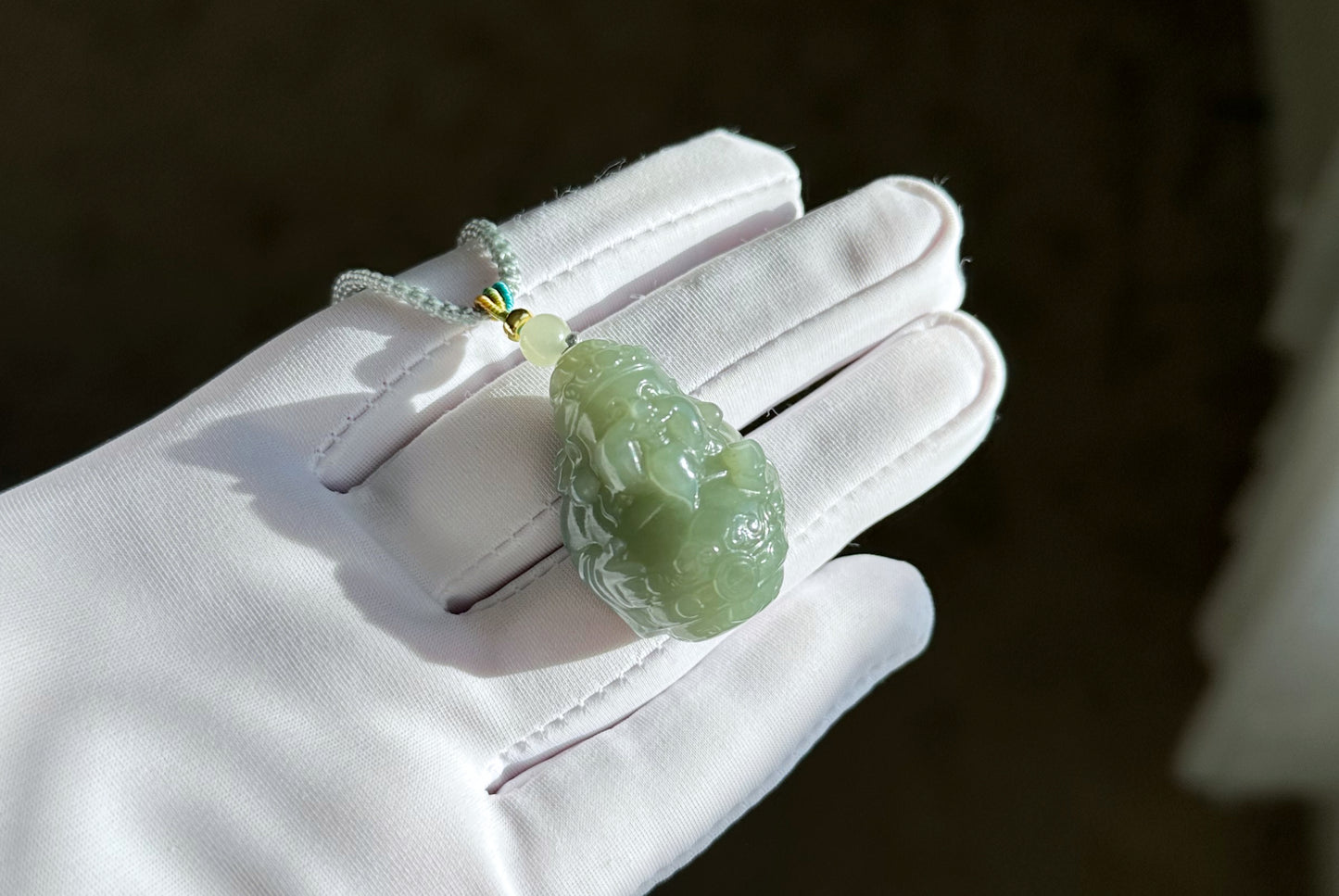Certified Natural Untreated Blue Nephrite Jade Carved Caishen (God of Wealth) Pendant, 且末蓝和田玉财神