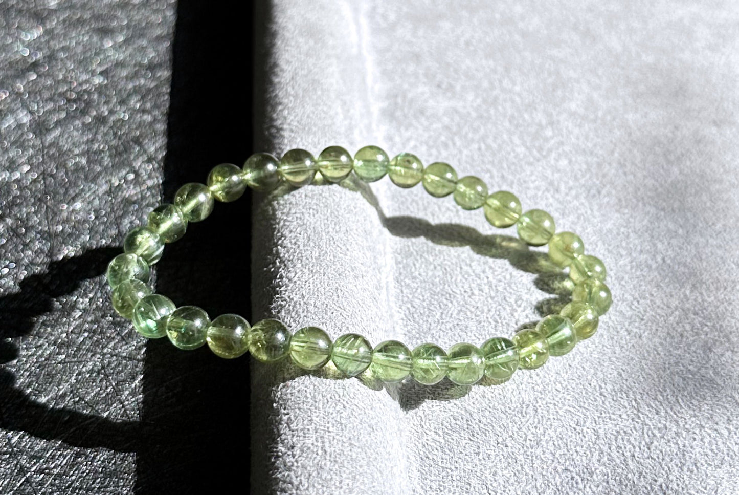 6mm, Certified Natural High-Quality Green Apatite Beads Bracelet, 天然玻璃体绿磷灰手串