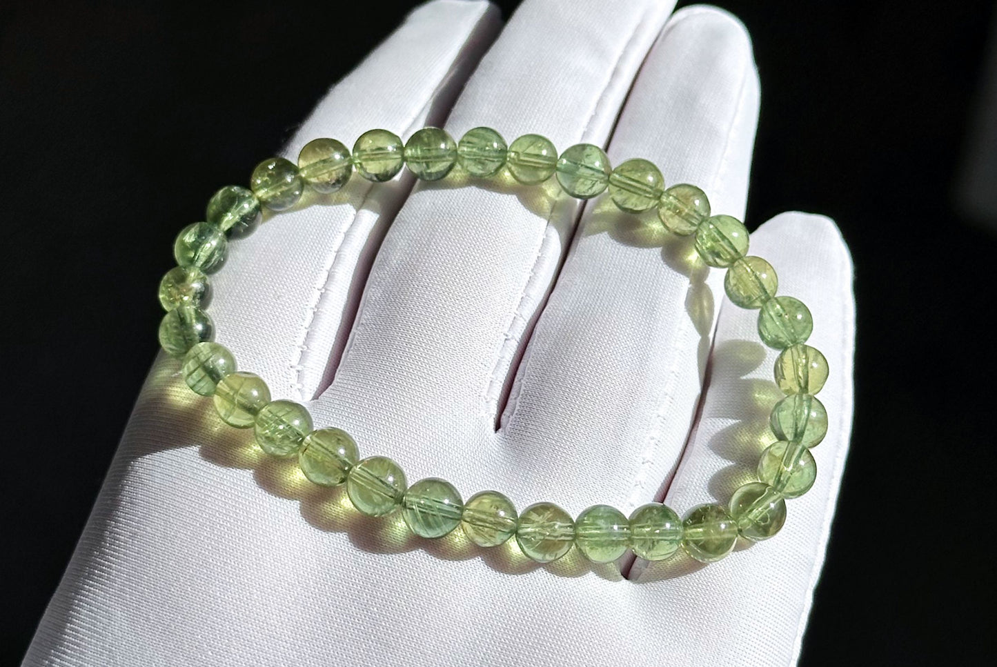 6mm, Certified Natural High-Quality Green Apatite Beads Bracelet, 天然玻璃体绿磷灰手串