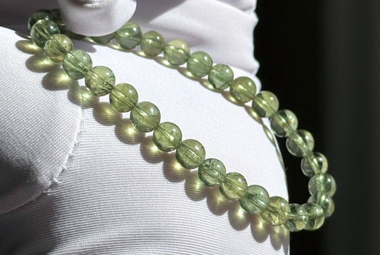6mm, Certified Natural High-Quality Green Apatite Beads Bracelet, 天然玻璃体绿磷灰手串