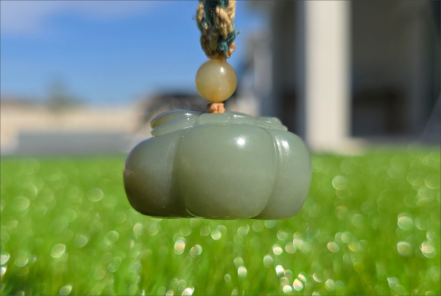 Certified Natural Qiemo Blue and Sugar Nephrite Jade Hand-Carved Persimmon Small Handheld, 天然且末蓝带糖柿子小手把