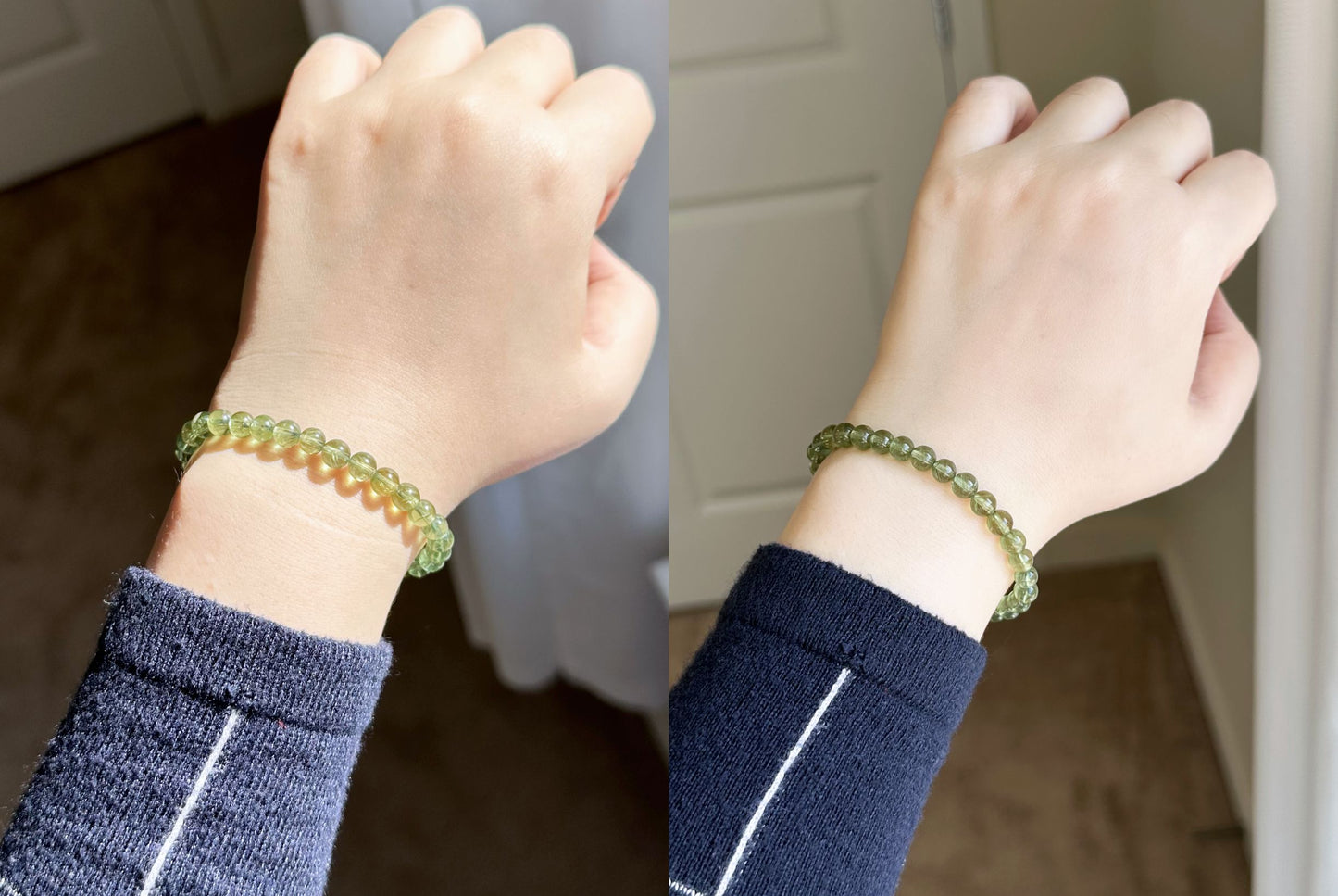 6mm, Certified Natural High-Quality Green Apatite Beads Bracelet, 天然玻璃体绿磷灰手串