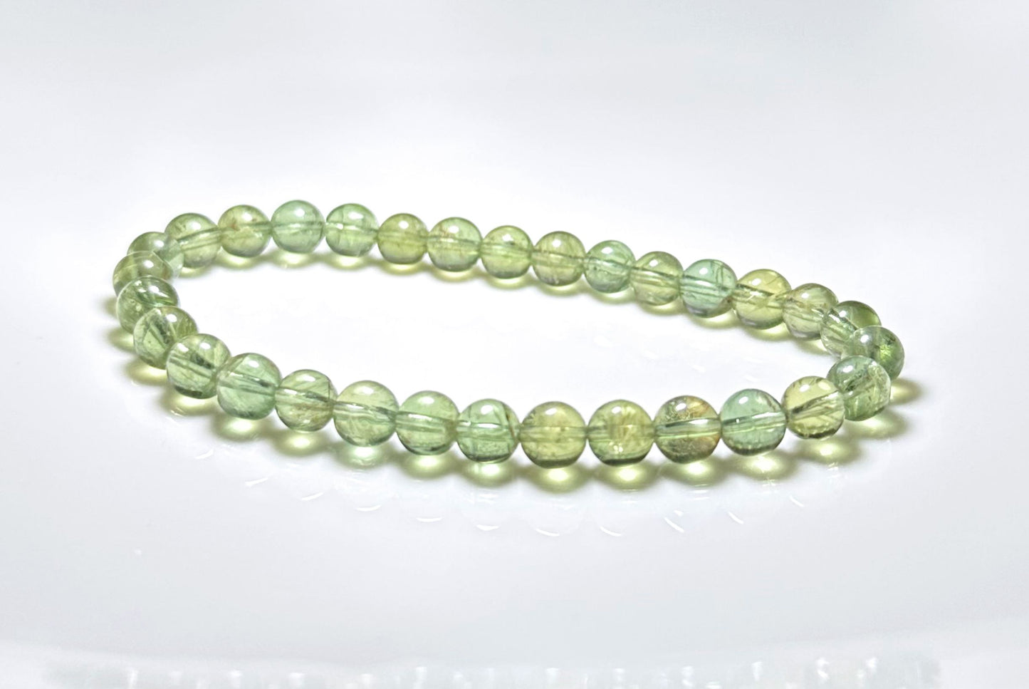 6mm, Certified Natural High-Quality Green Apatite Beads Bracelet, 天然玻璃体绿磷灰手串