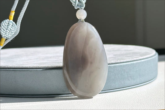 Certified Natural Smoky Purple Nephrite Jade Hand-Carved Tiger Pendant