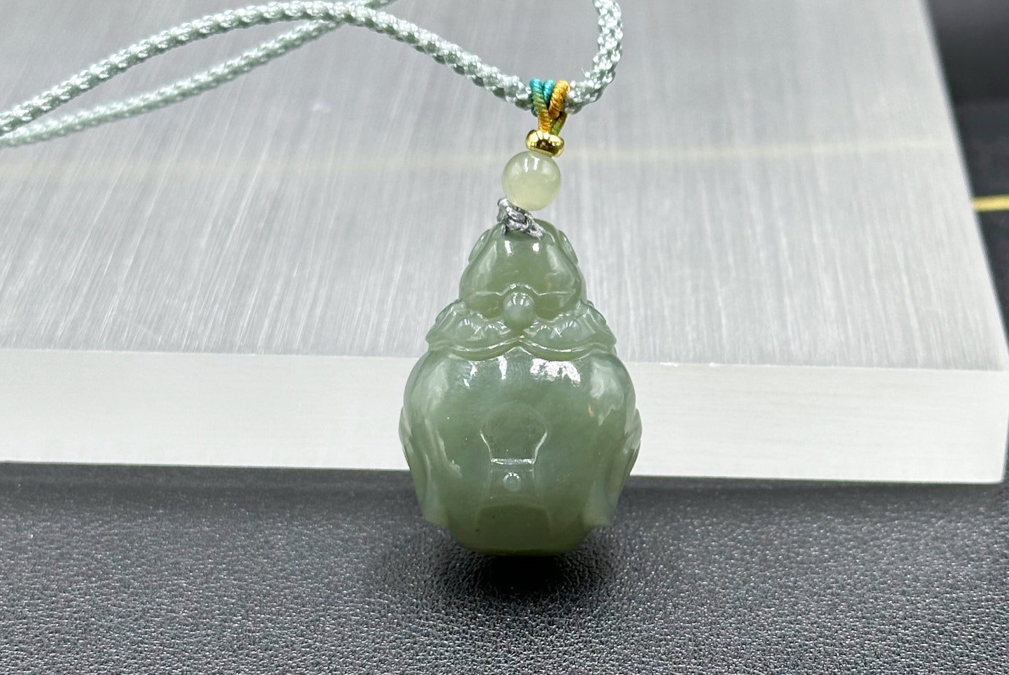 Certified Natural Untreated Blue Nephrite Jade Carved Caishen (God of Wealth) Pendant, 且末蓝和田玉财神