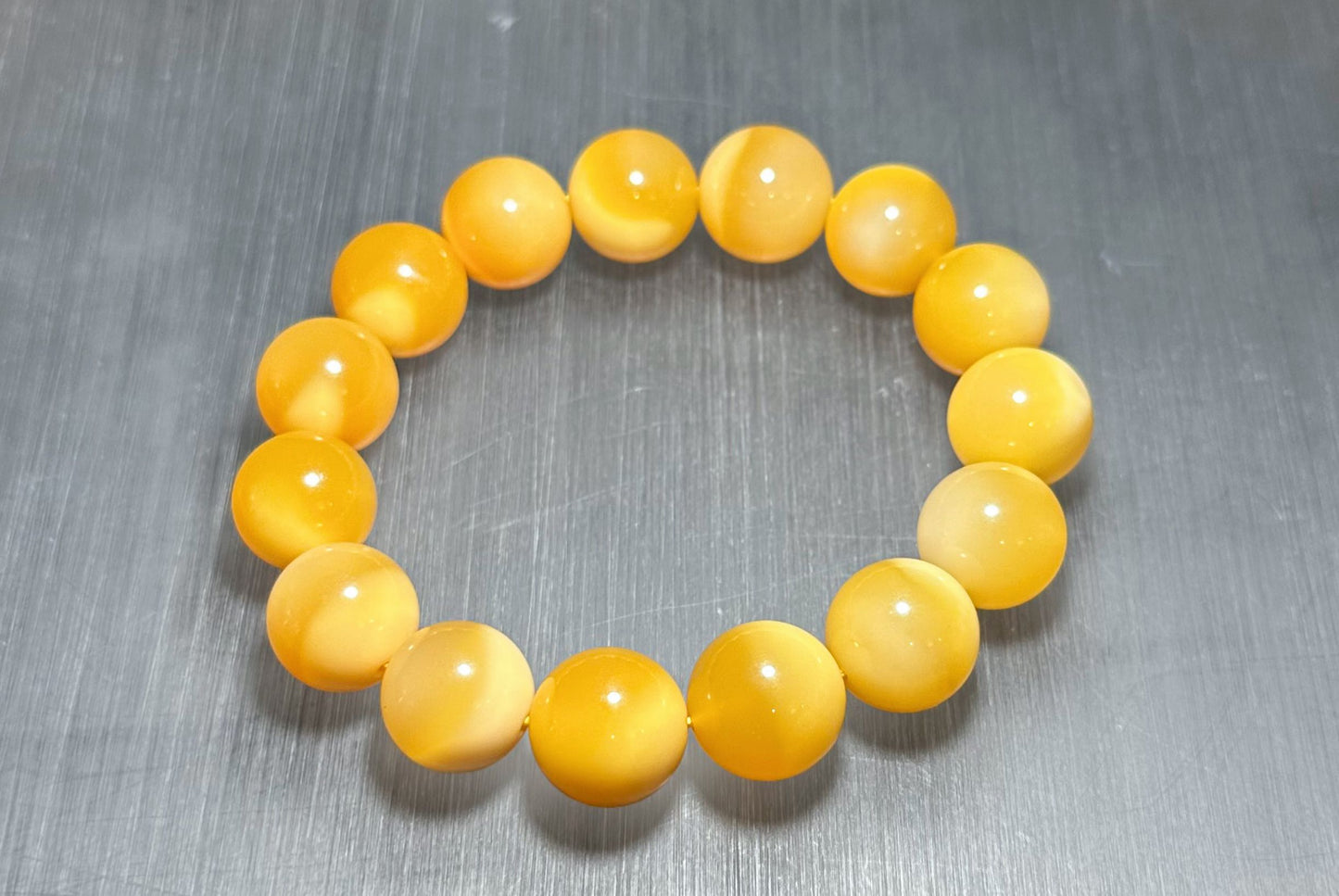 13mm, Natural Myanmar Yellow Agate Bracelet, wealth treasure bowls, 天然缅黄手串玉化料聚宝盆