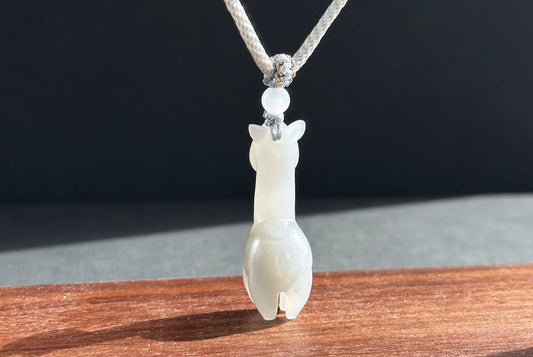 Certified Smoky Gray Nephrite Jade Carved Alpaca Pendant, Gray Nephrite Pendant, 天然烟灰和田玉雕刻羊驼吊坠