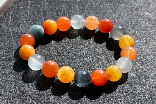 11.5mm+, Certified High Quality Natural Multi-color Rabbit Hair Rutile Quartz Bracelet, Multi Rabbit Hair Quartz Bracelet, 天然彩兔水晶手串