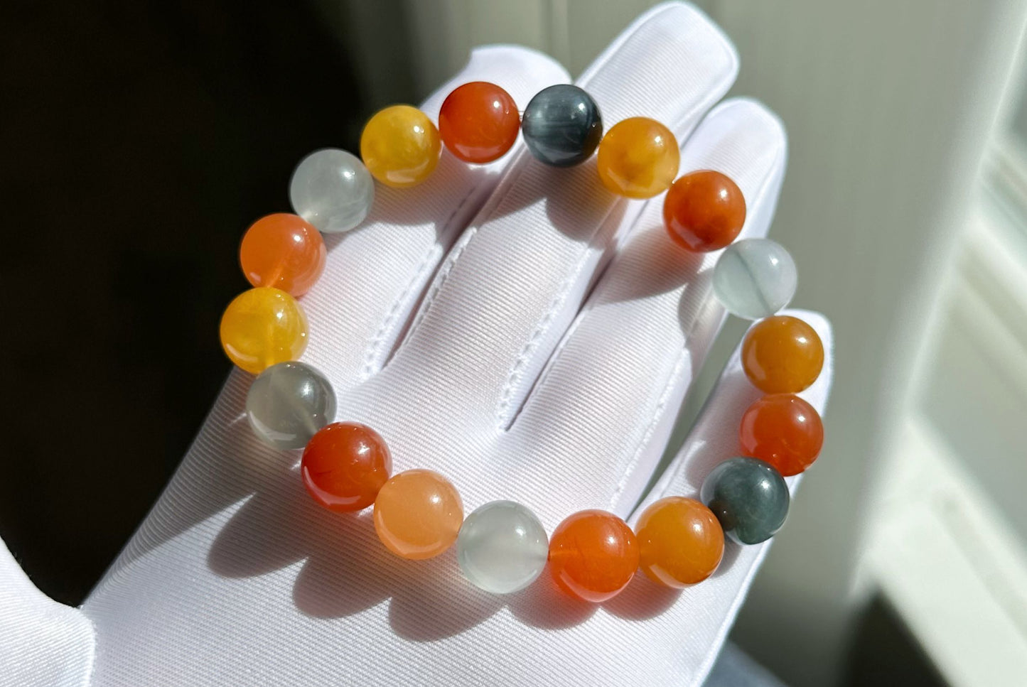 11.5mm+, Certified High Quality Natural Multi-color Rabbit Hair Rutile Quartz Bracelet, Multi Rabbit Hair Quartz Bracelet, 天然彩兔水晶手串