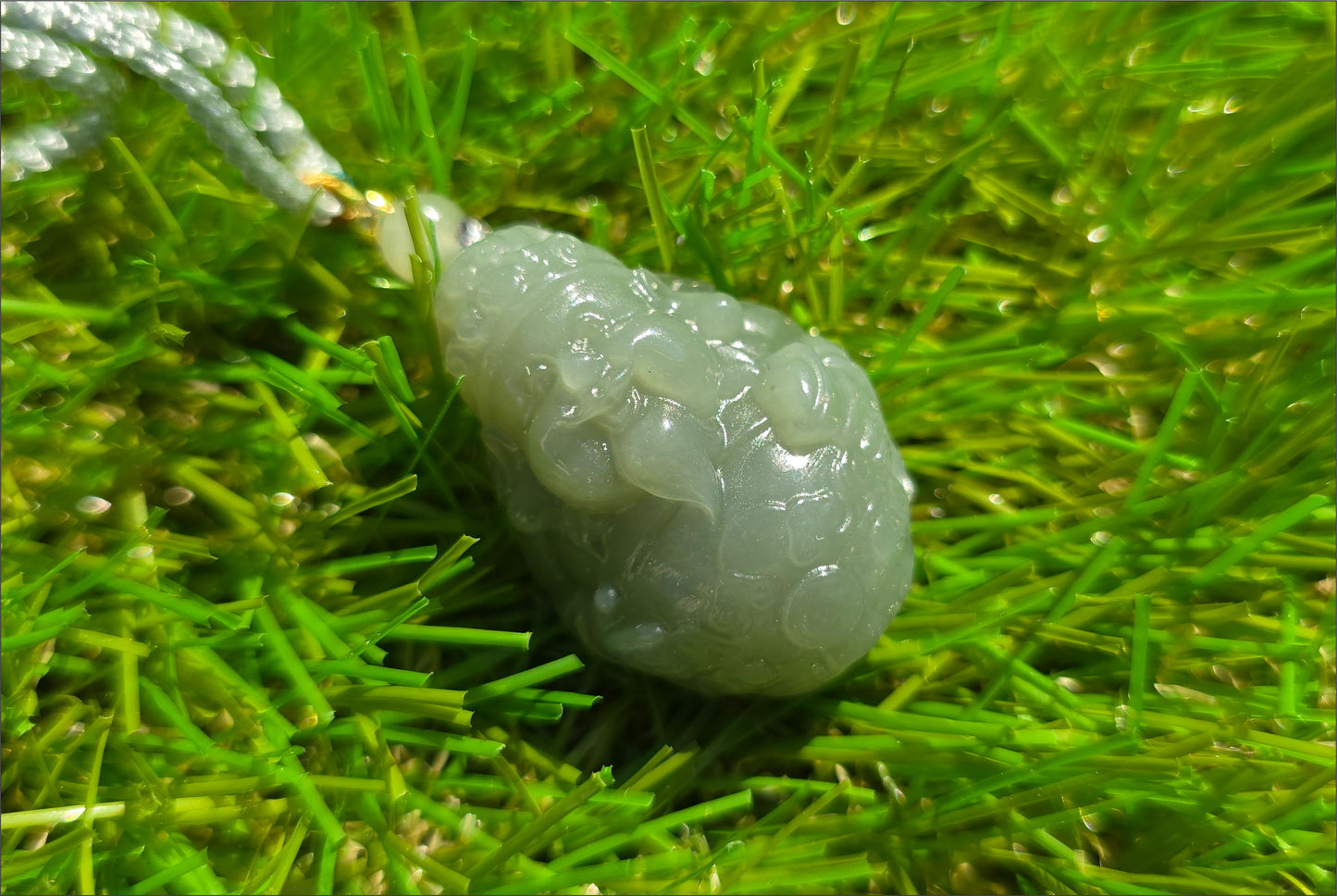 Certified Natural Untreated Blue Nephrite Jade Carved Caishen (God of Wealth) Pendant, 且末蓝和田玉财神