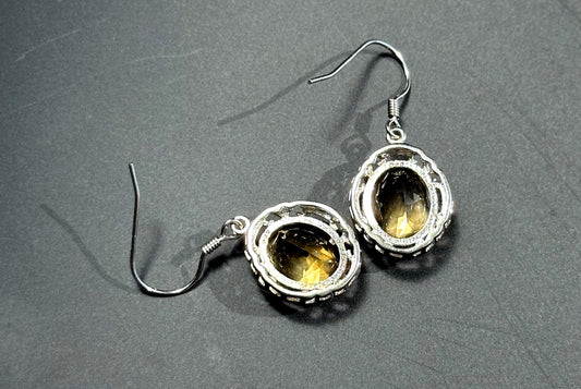10x12mm, Natural Gem Grade Citrine Earrings, Natural citrine French Hook Earrings, Oval cut Natural Citrine, citrine jewelry, 天然宝石级暴力黄水晶耳坠