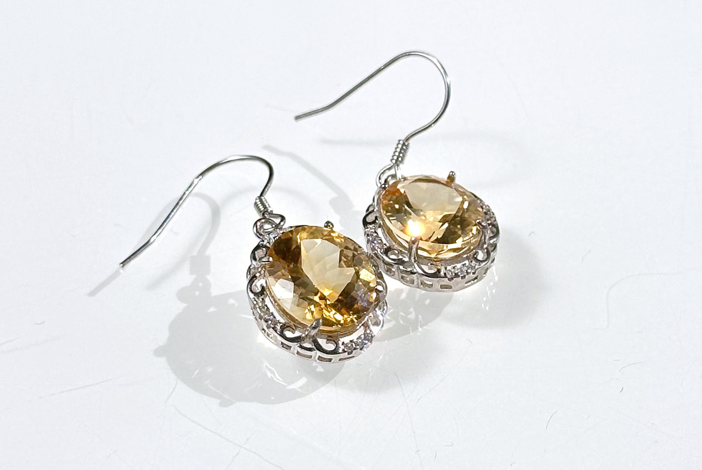 10x12mm, Natural Gem Grade Citrine Earrings, Natural citrine French Hook Earrings, Oval cut Natural Citrine, citrine jewelry, 天然宝石级暴力黄水晶耳坠