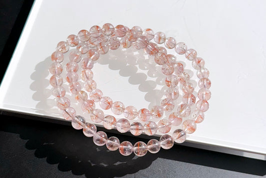 Natural Translucent Auralite 23 Bracelet Three Wraps Bracelet, High Clarity Auralite 23, 天然透体极光23多圈手串