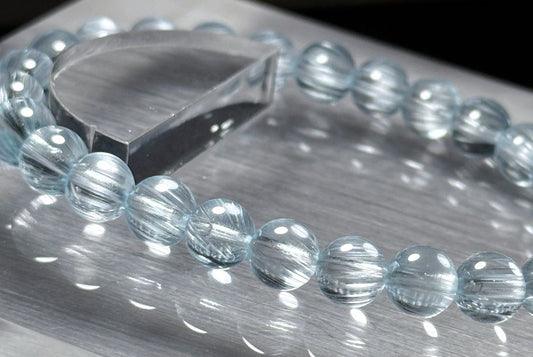 7mm, Certified Rare Find Gem Grade Natural Blue Topaz with needle inclusions Bracelet, Topaz Bracelet, Blue topaz bracelet, 透体拉丝猫眼天然蓝托帕手串