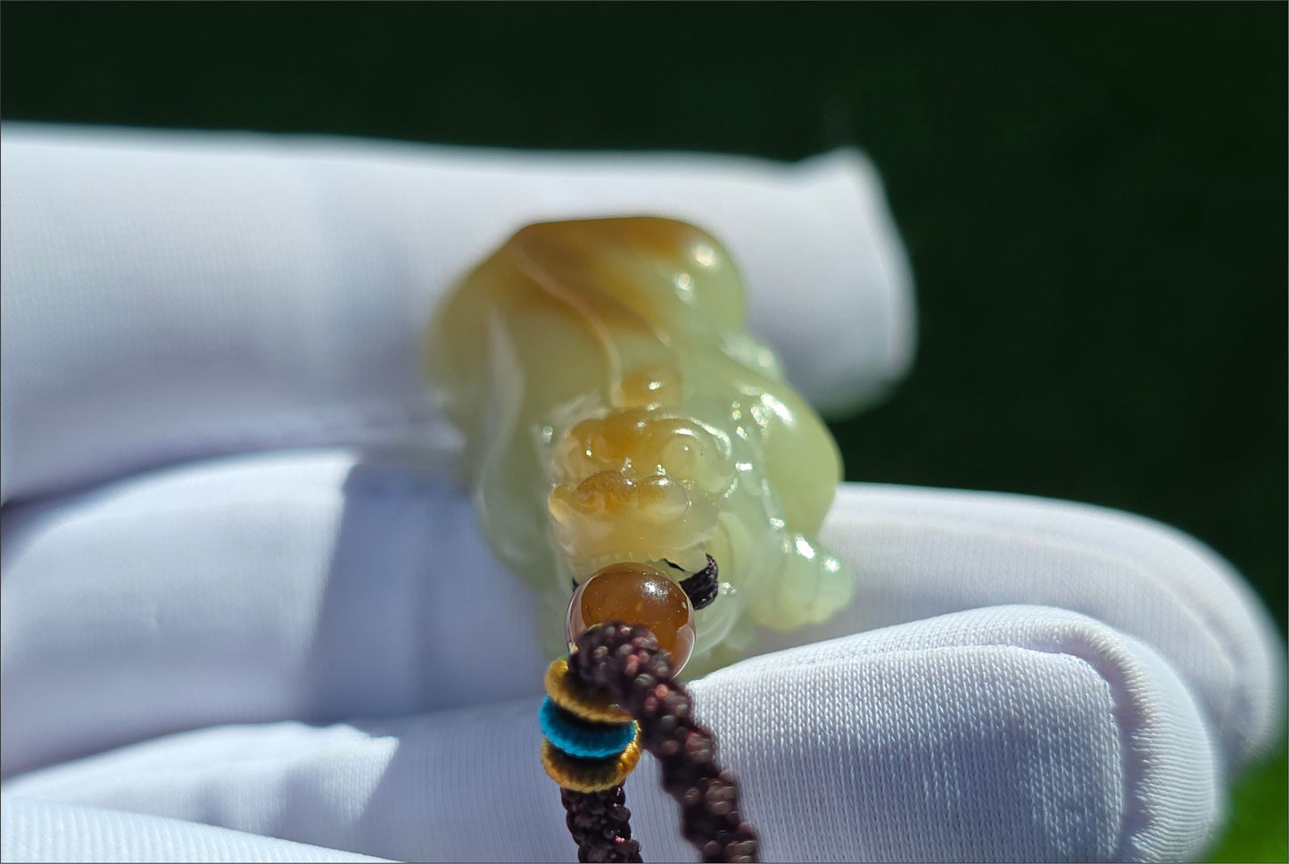 Certified Natural Brown Sugar and Greenish Yellow Nephrite Jade Hand-Carved Pixiu Pendant, 天然青黄口带糖和田玉手工雕刻貔貅吊坠