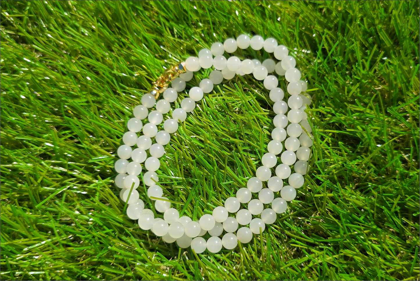 6mm, Certified Natural White Nephrite Jade Bead Necklace, 天然和田白玉项链