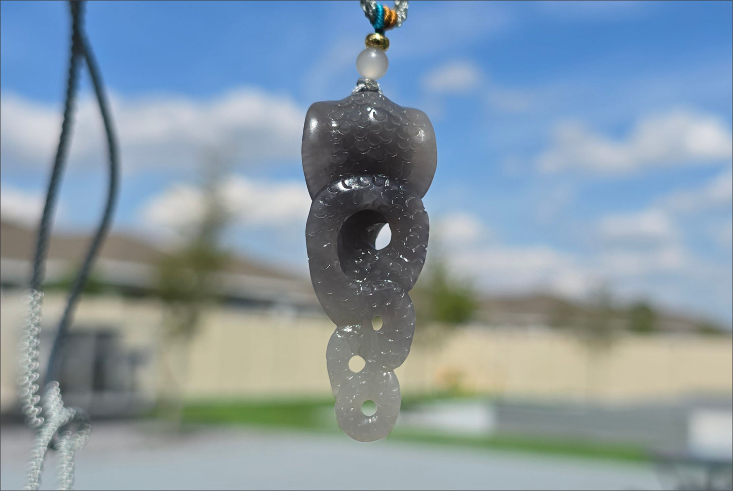 Certified Natural Smoky Purple and Lotus Pink Nephrite Jade Hand Carved Cobra Pendant, Nephrite Jade Snake Pendant, 天然烟紫藕粉双色和田玉手工雕刻蛇吊坠