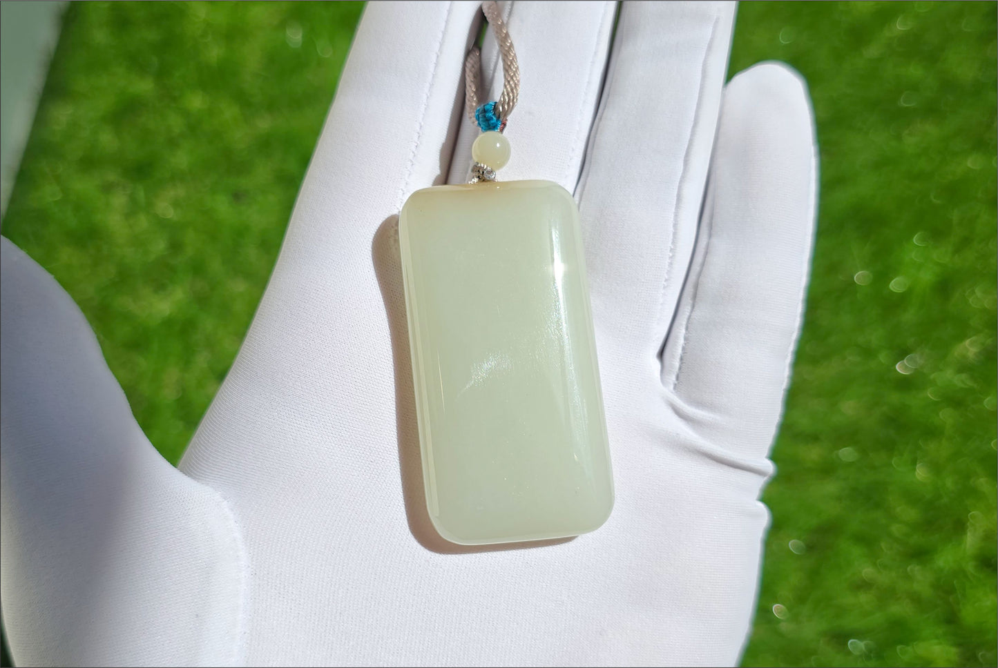 Certified Natural Qiemo Warm White Nephrite Jade Wushi pai Peace Amulet Pendant, 天然正装35且末白和田玉无事牌吊坠
