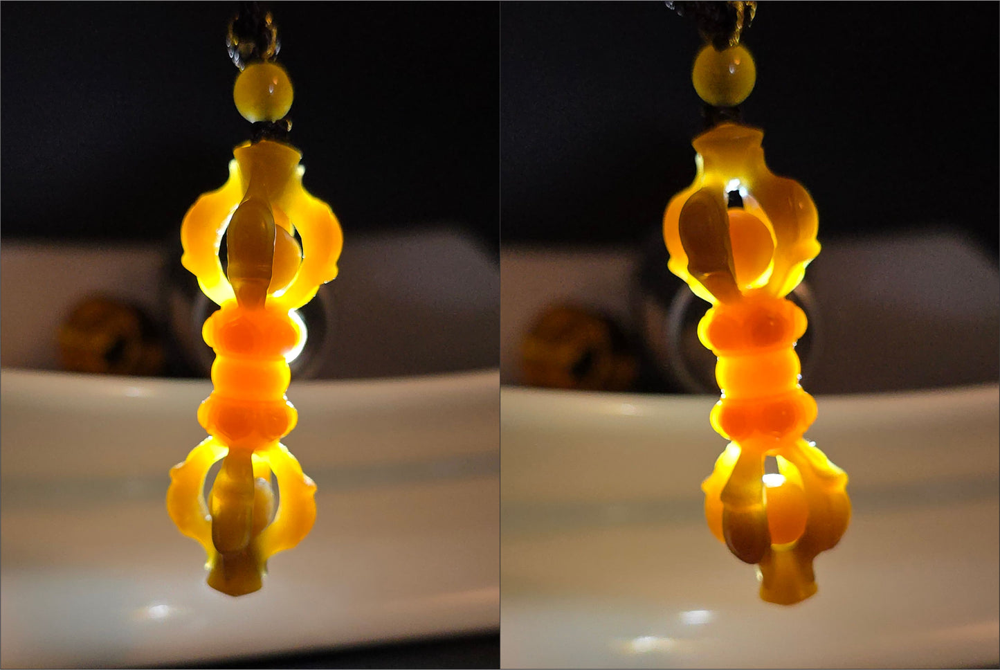 Certified Natural High Quality Sugar Brown Nephrite Jade Hand Carved Vajra Pestle Pendant, 天然且末糖玉手工雕刻降魔杵吊坠