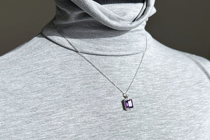 Natural Brazil Amethyst S925 Sterling Silver Pendant,Genuine Unheated Amethyst Pendant, 巴西天然紫晶纯银吊坠
