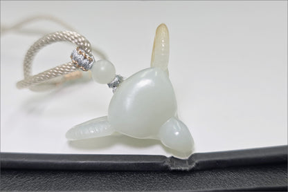 Certified Natural Russian White Nephrite Jade Hand-Carved Ram Head Pendant, 天然俄料和田白玉带一口糖手工雕刻羊头吊坠