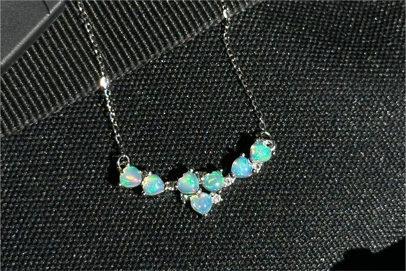 Certified Natural Heart Cabochon Ethiopian Opal Pendant Necklace, S925 Sterling Silver, Natural opal silver Pendant, 天然满火彩欧珀纯银吊坠